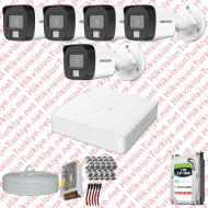 Hikvision 05 Kameralı Colorvu Hibrit Güvenlik Kamerası